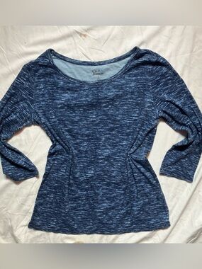 croft & barrow Women’s Navy Space-Dye Scoop Neck Long Sleeve Top